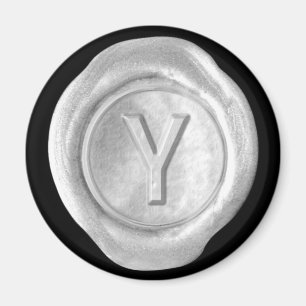 Aimant Monogramme de cire - Argent - Style gras -