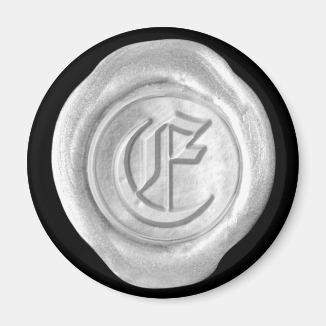 Aimant Monogramme de cire - Argent - Vieux Anglais (Devant)