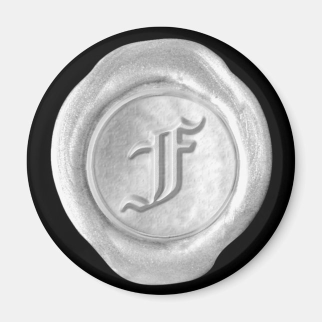 Aimant Monogramme de cire - Argent - Vieux Anglais (Devant)