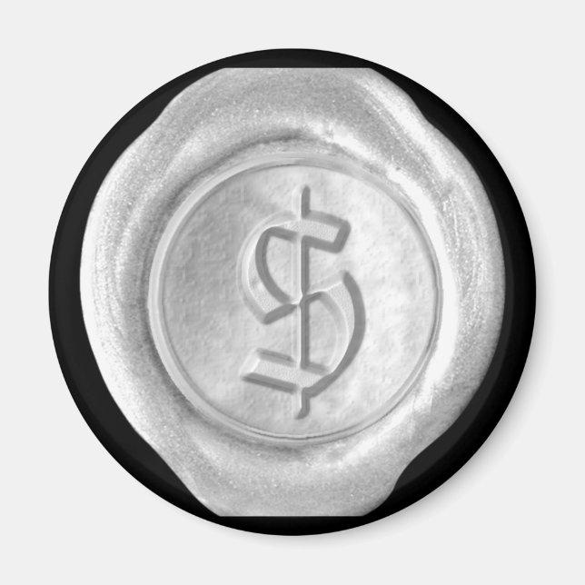 Aimant Monogramme de cire - Argent - Vieux Anglais (Devant)