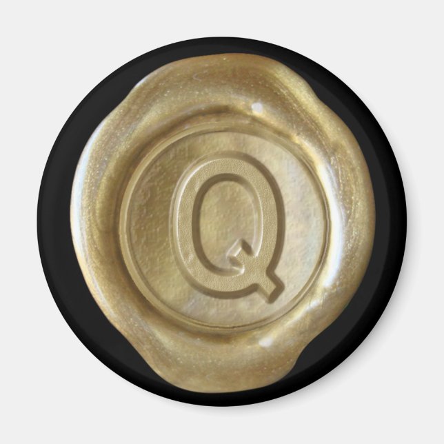 Aimant Monogramme de cire - Or - Style gras - (Devant)