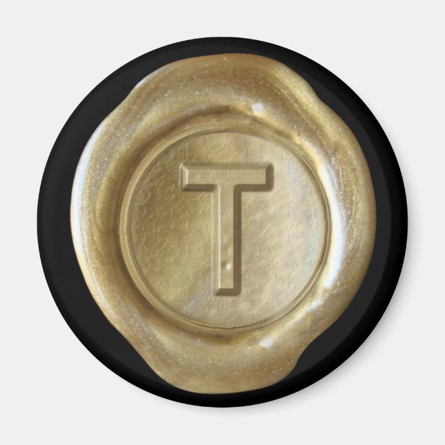 Aimant Monogramme de cire - Or - Style gras - (Devant)