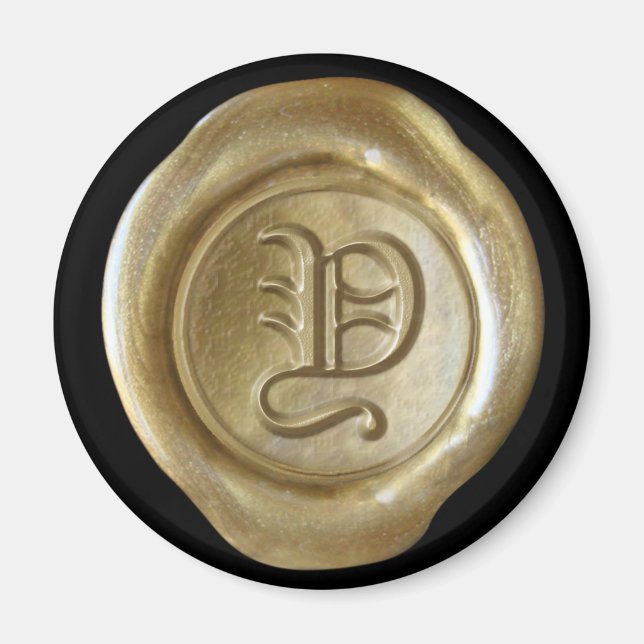 Aimant Monogramme de cire - Or - Vieux Anglais - (Devant)