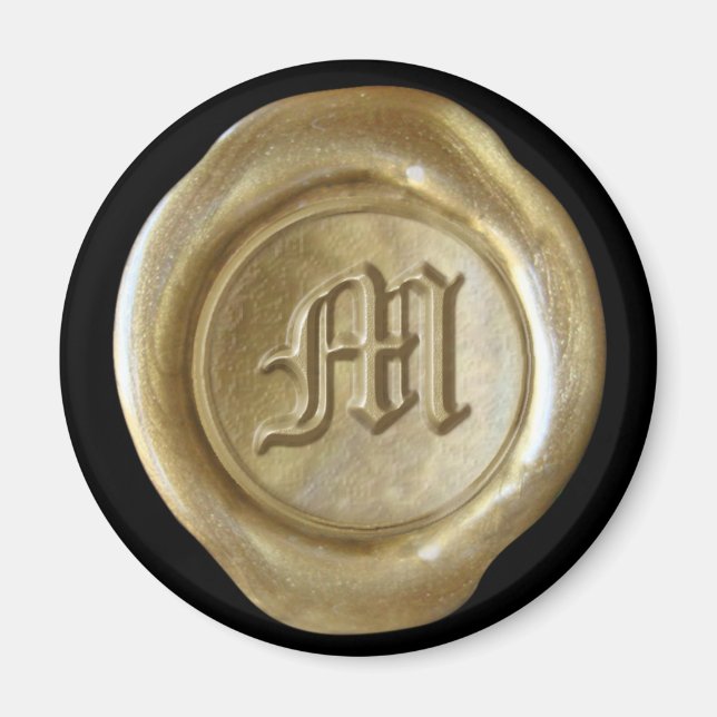 Aimant Monogramme de cire - Or - Vieux Anglais - (Devant)