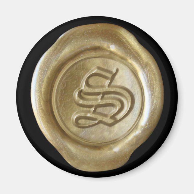 Aimant Monogramme de cire - Or - Vieux Anglais - (Devant)
