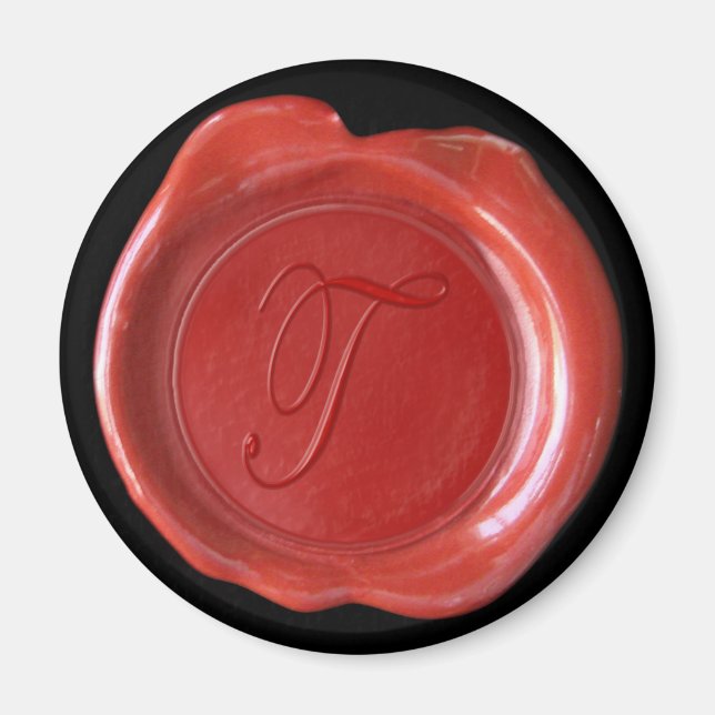 Aimant Monogramme de cire - Rouge - Style de scrip (Devant)