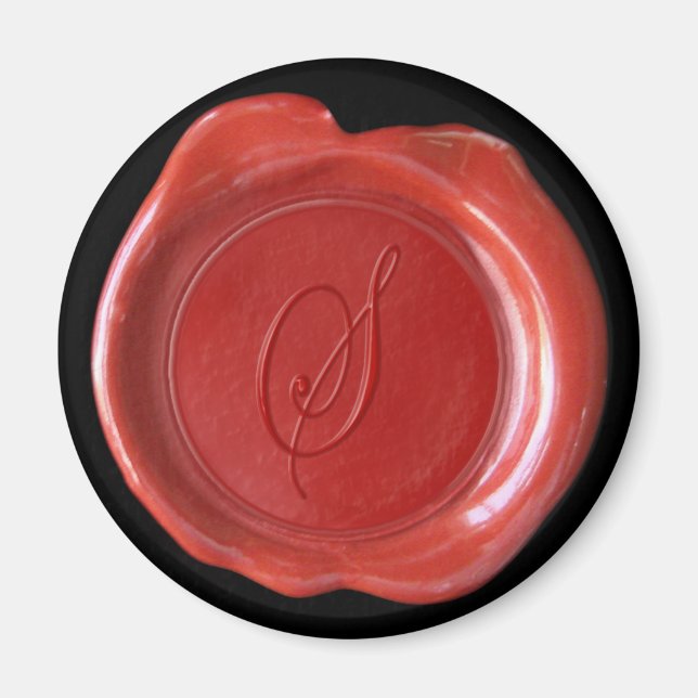 Aimant Monogramme de cire - Rouge - Style de scrip (Devant)