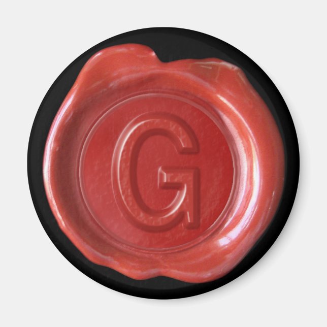 Aimant Monogramme de cire - Rouge - Style gras - (Devant)