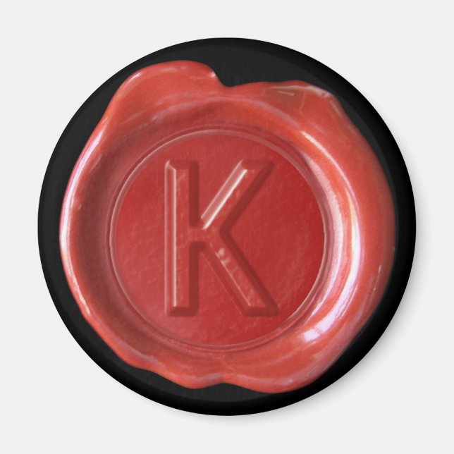 Aimant Monogramme de cire - Rouge - Style gras - (Devant)