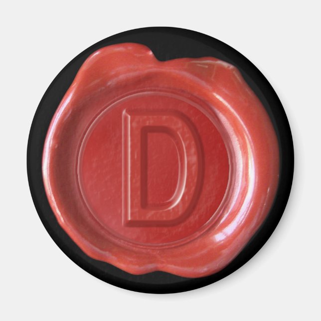 Aimant Monogramme de cire - Rouge - Style gras - (Devant)