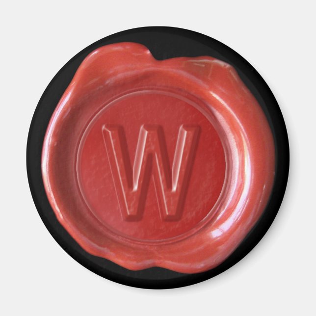 Aimant Monogramme de cire - Rouge - Style gras - (Devant)