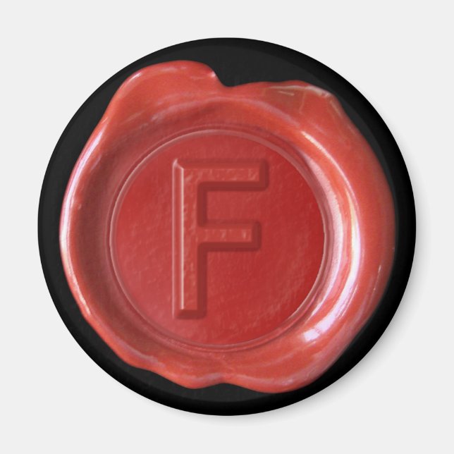 Aimant Monogramme de cire - Rouge - Style gras - (Devant)