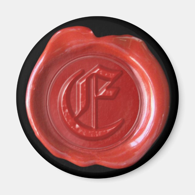 Aimant Monogramme de cire - Rouge - Vieux anglais  (Devant)