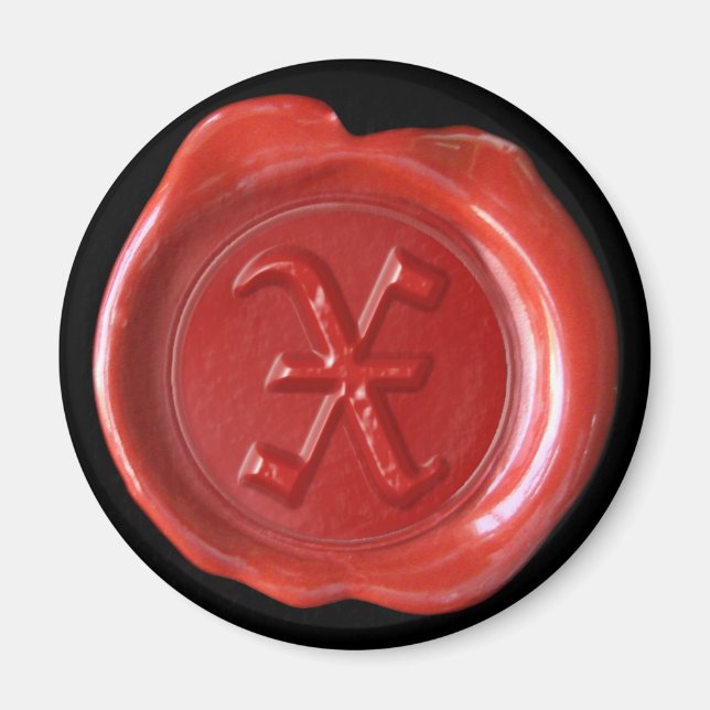 Aimant Monogramme de cire - Rouge - Vieux anglais  (Devant)