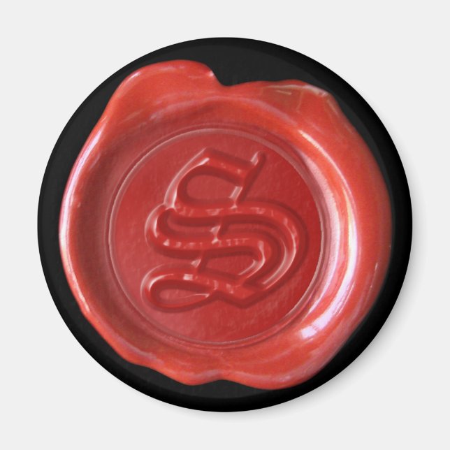 Aimant Monogramme de cire - Rouge - Vieux anglais  (Devant)