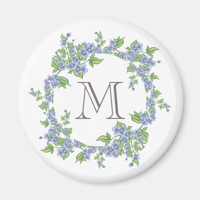 Aimant Monogramme de couronne florale (Devant)