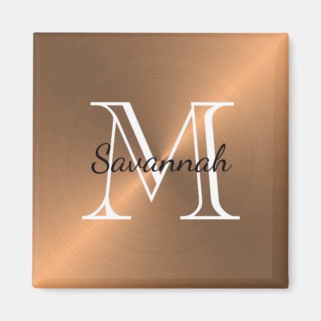 Aimant Monogramme de cuivre moderne Faux Metal (Devant)