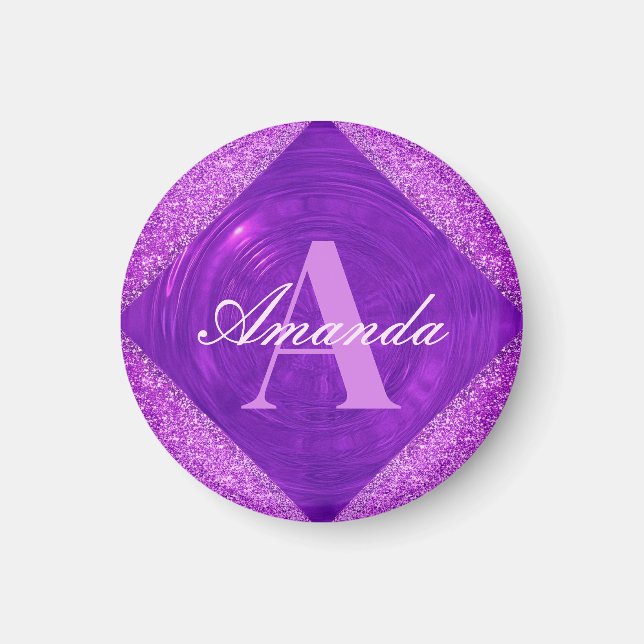 Aimant Monogramme de fille à Parties scintillant violet m (Devant)