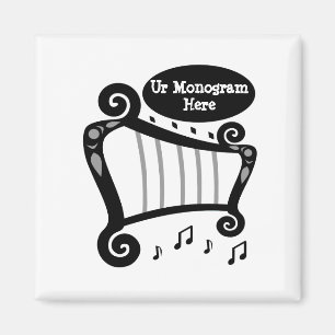 Aimant Monogramme de harpe noire et blanche