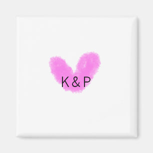 Aimant Monogramme de lettre de nom de couple de mariage à
