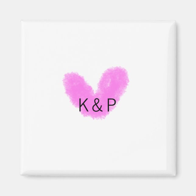 Aimant Monogramme de lettre de nom de couple de mariage à (Devant)