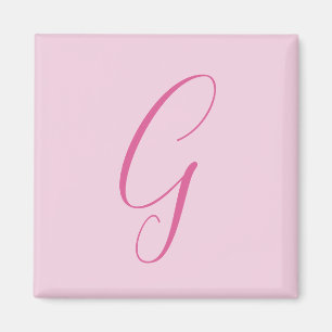 Aimant Monogramme de lettre initiale rose clair chic uni