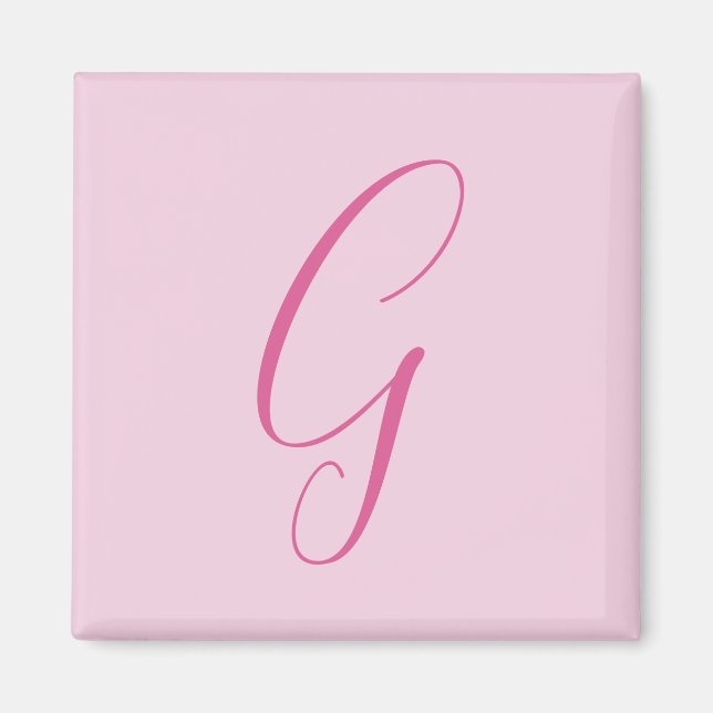 Aimant Monogramme de lettre initiale rose clair chic uni (Devant)