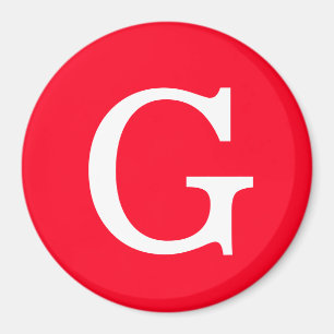 Aimant Monogramme de lettre initiale rouge blanc simple