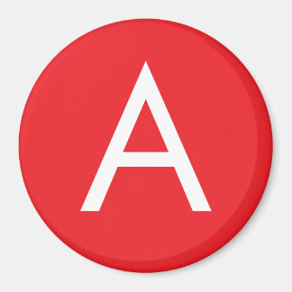 Aimant Monogramme de lettre initiale rouge blanc simple m