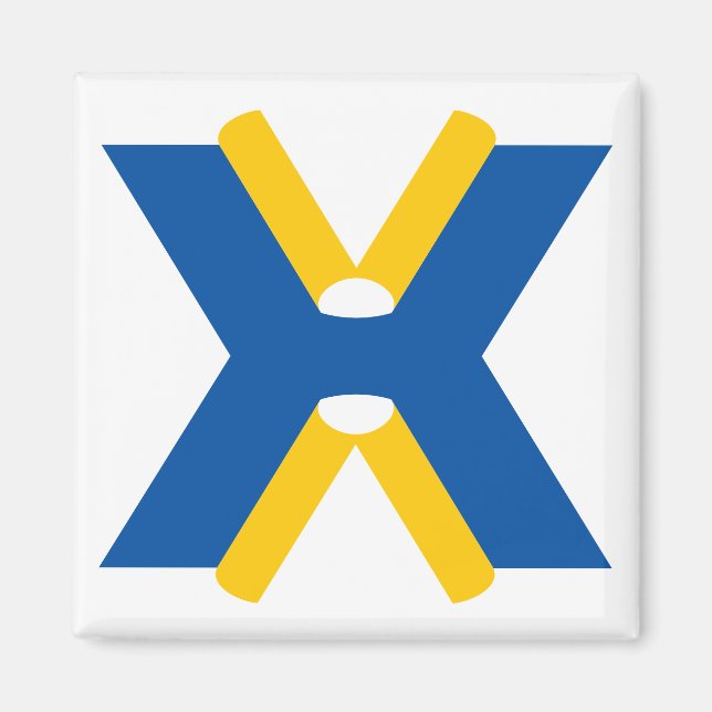 Aimant Monogramme de lettre X bleu et jaune (Devant)