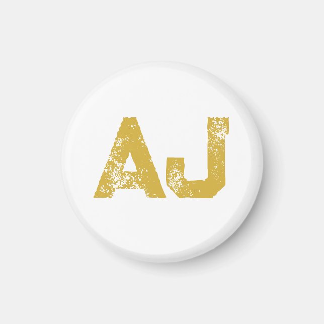Aimant Monogramme de Lettres Initiales Couleur Or Simple (Devant)