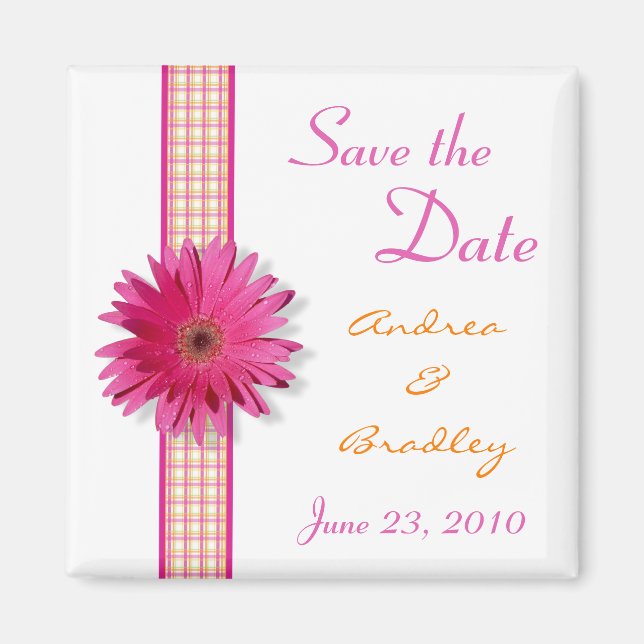 Aimant monogramme de marguerite rose personnalisab (Devant)