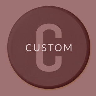 Aimant Monogramme de nom moderne   Rouge bordeaux