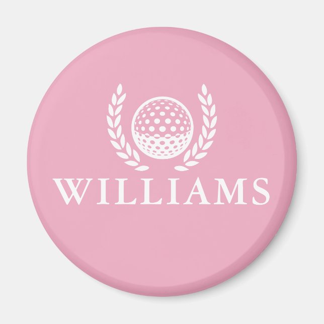 Aimant Monogramme de nom personnalisé rose élégant classi (Devant)