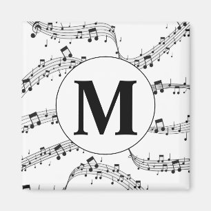 Aimant Monogramme de note de musique noire et blanche