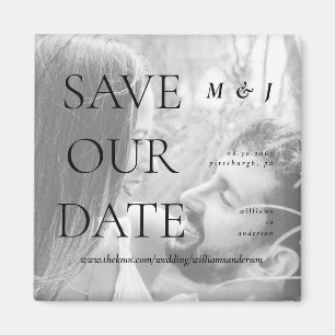 Aimant Monogramme de photo B/N contemporain Enregistrez n