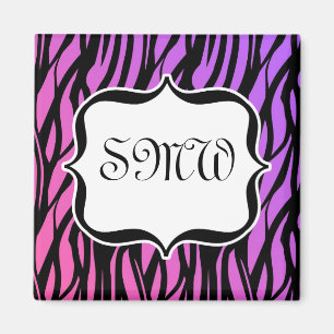 Aimant Monogramme De Zèbres Violets Et Roses