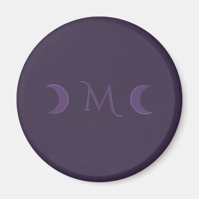 Aimant Monogramme des lunes de croissant de violet poussi (Devant)