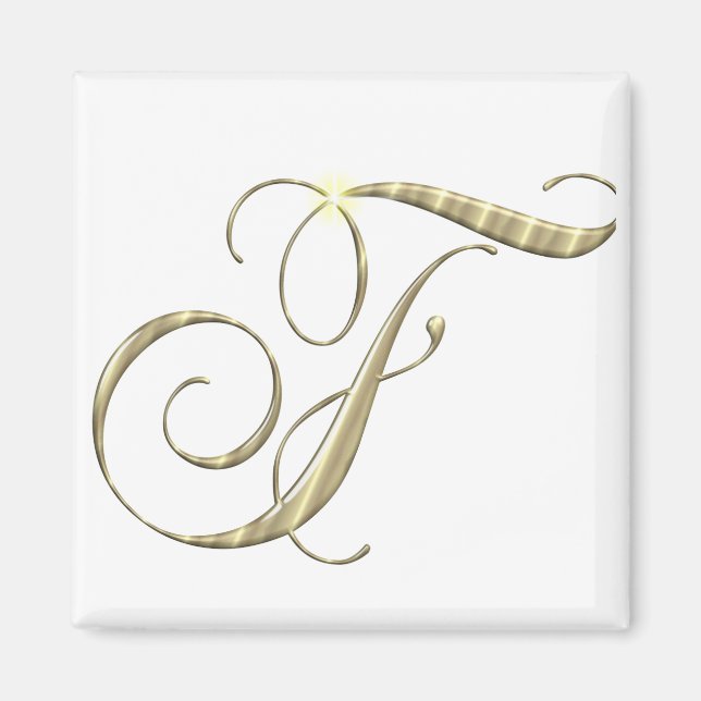 Aimant Monogramme d'or F initial (Devant)