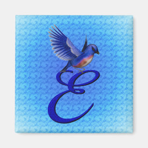 Aimant Monogramme élégant de Bluebird initial E