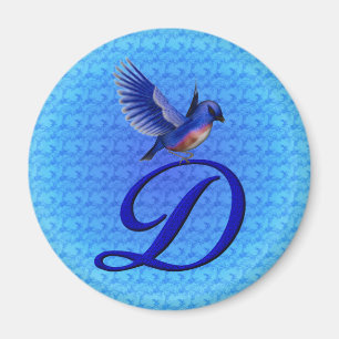 Aimant Monogramme élégant initial D Bluebird