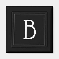 Monogramme encadré tendance Noir & Blanc initial
