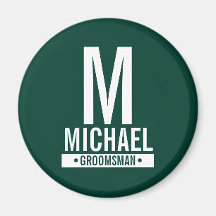 Aimant Monogramme et nom du Groomsman personnalisé
