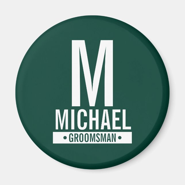 Aimant Monogramme et nom du Groomsman personnalisé (Devant)