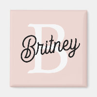 Monogramme et nom personnalisé moderne Pastel Pink
