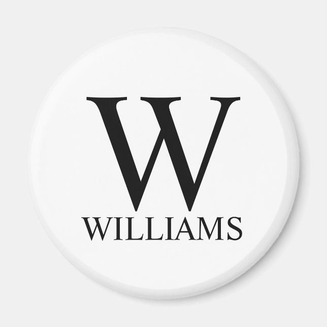 Aimant Monogramme et nom personnalisés classiques (Devant)