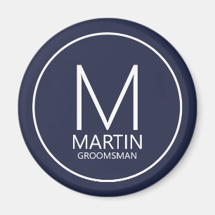 Aimant Monogramme et nom personnalisés de la marine moder