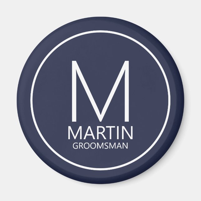 Aimant Monogramme et nom personnalisés de la marine moder (Devant)