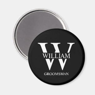 Aimant Monogramme et nom personnalisés des garçons d'honn