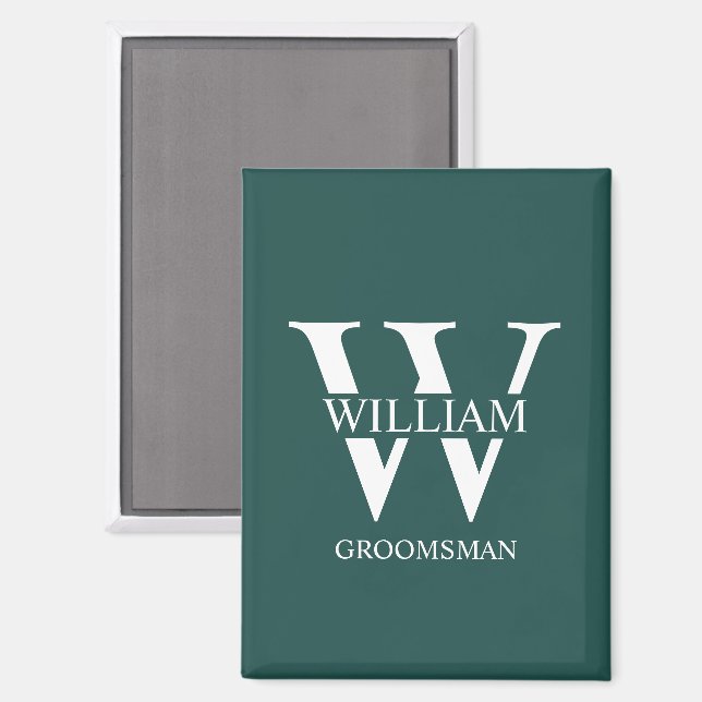 Aimant Monogramme et nom personnalisés des garçons d'honn (Recto/Verso)